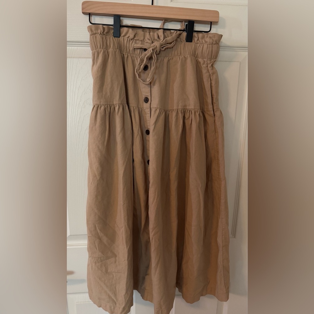 Universal Thread Beige Button-Front Midi Skirt